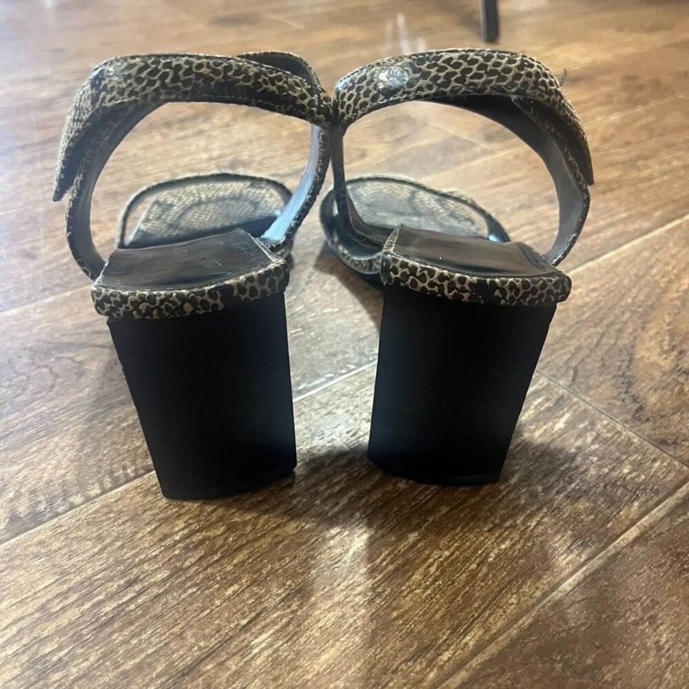 Collin Stuart Snakeskin Block Heel Sandal Size 8 Square Toe Stappy Leather Ankle - Picture 4 of 6